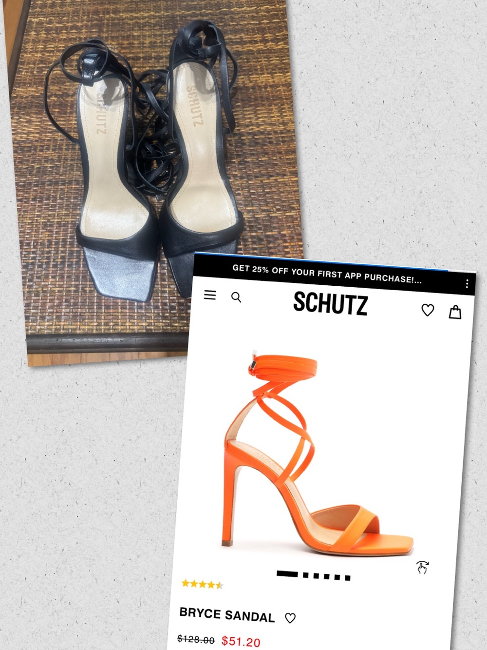 SCHUTZ Black Lace-Up High Heel Sandal